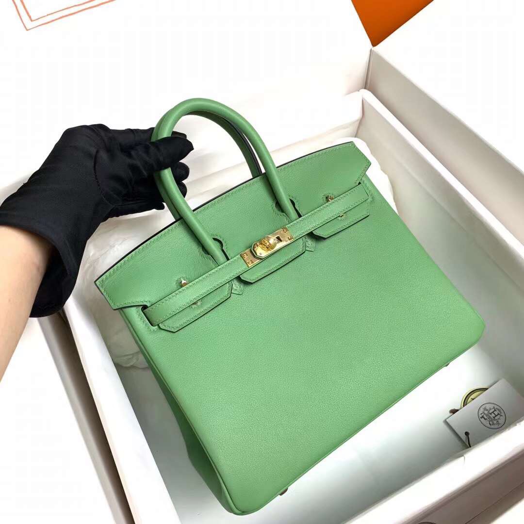 Hermes Birkin 25CM Swift Leather Handbag Apple Green